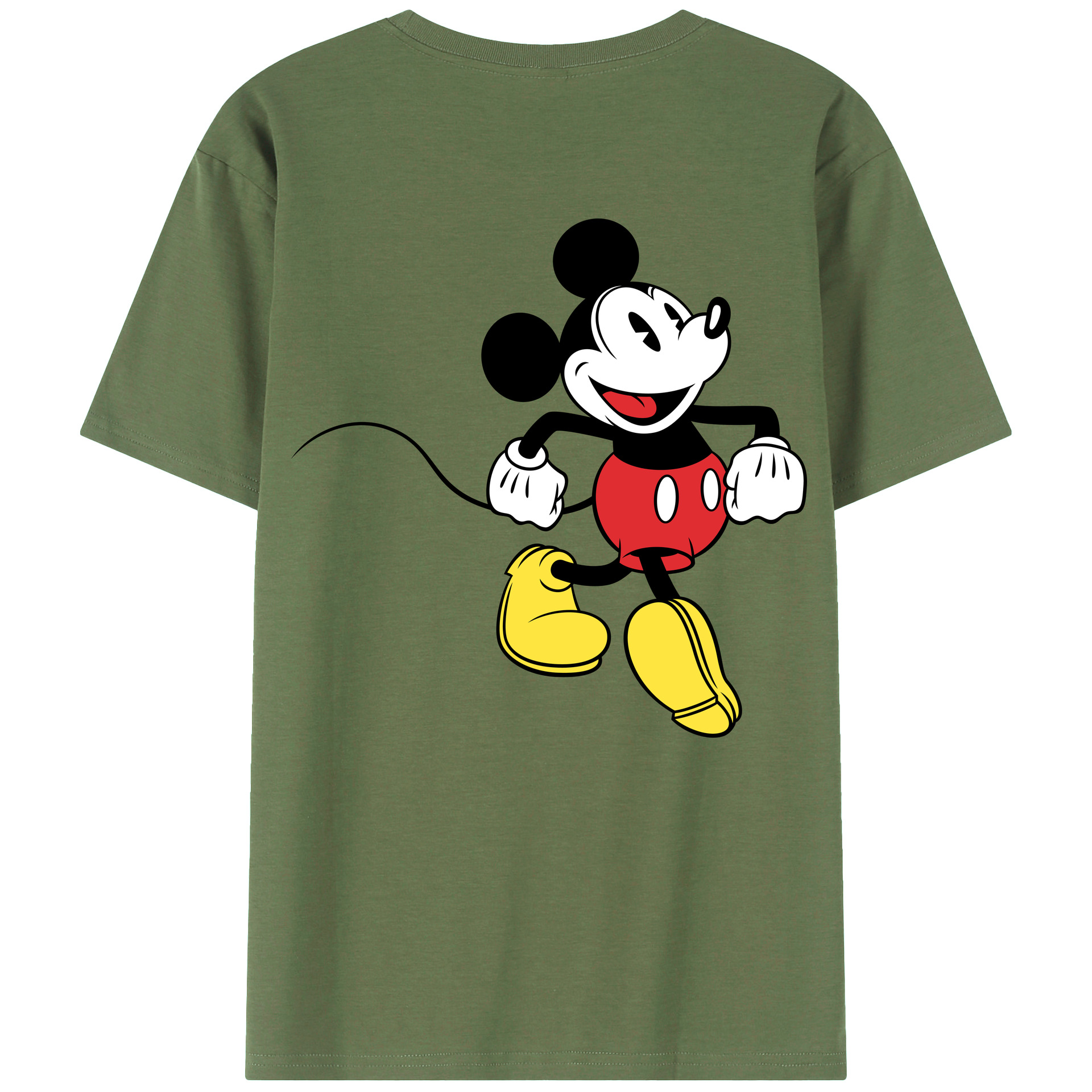 ミッキーマウス Mickey Mouse 綿100％ メンズ半袖Tシャツ（バックプリント） 通気性